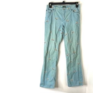 Vintage Y2K J. Crew Novelty Dog Embroidered Corduroy Pants Pointer Motif Preppy